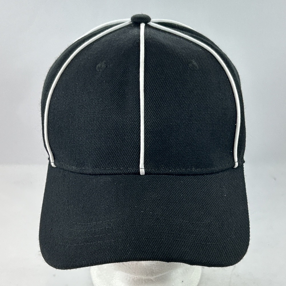 Official Black Referee Hat Strap Back Black White Stripe Adjustable Baseball Cap